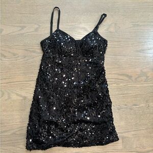 Vintage forever 21 spaghetti strap sleeveless sequin black dress women’s size s